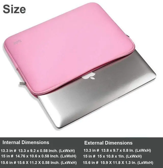 Alt view image 4 of 7 - Naukay 15.6 Inch Laptop Sleeve,Resistant Neoprene Laptop Sleeve/Notebook Computer Pocket Case/Tablet Briefcase Carrying Bag - (Pink)
