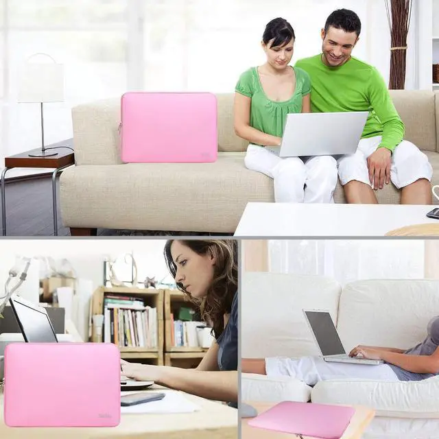 Alt view image 7 of 7 - Naukay 15.6 Inch Laptop Sleeve,Resistant Neoprene Laptop Sleeve/Notebook Computer Pocket Case/Tablet Briefcase Carrying Bag - (Pink)