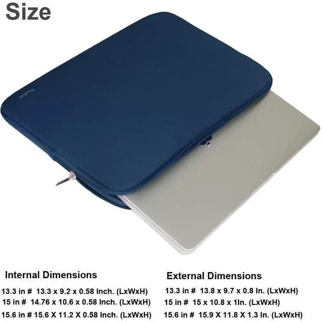 Alt view image 4 of 7 - Laptop Sleeve Case 15.6 Inch,Resistant Neoprene Laptop Sleeve/Notebook Computer Pocket Case/Tablet Briefcase Carrying Bag, Dark Blue