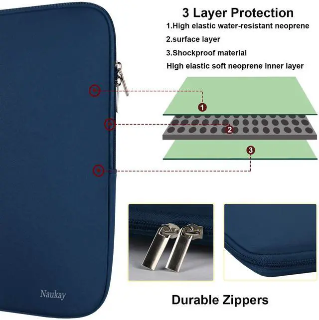 Alt view image 3 of 7 - Laptop Sleeve Case 15.6 Inch,Resistant Neoprene Laptop Sleeve/Notebook Computer Pocket Case/Tablet Briefcase Carrying Bag, Dark Blue