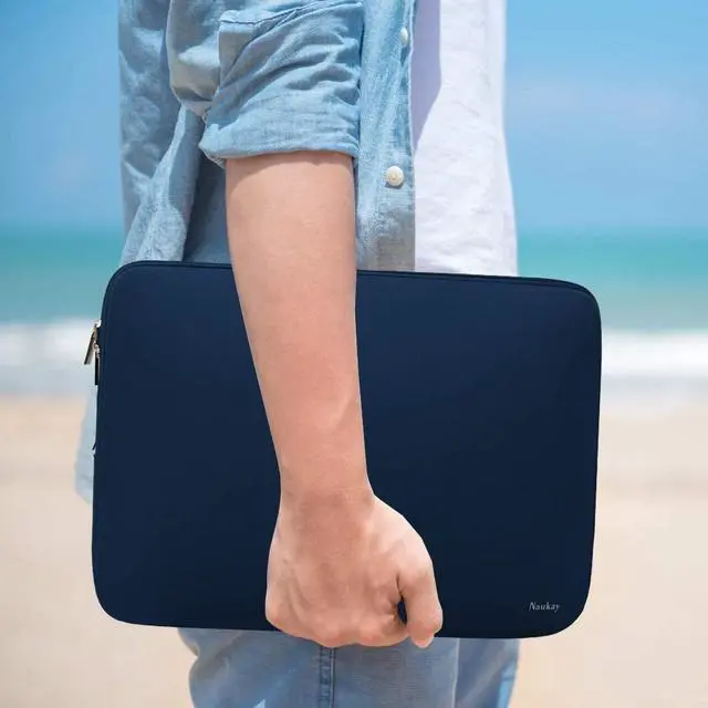 Alt view image 6 of 7 - Laptop Sleeve Case 15.6 Inch,Resistant Neoprene Laptop Sleeve/Notebook Computer Pocket Case/Tablet Briefcase Carrying Bag, Dark Blue