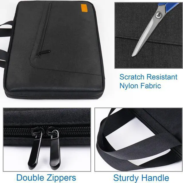 Alt view image 5 of 7 - Naukay Laptop Case 15.6 Inch, Water Resistant Computer Carrying Bag Compatible with 15.6 inch HP, Dell, Acer, Asus, Lenovo, Black