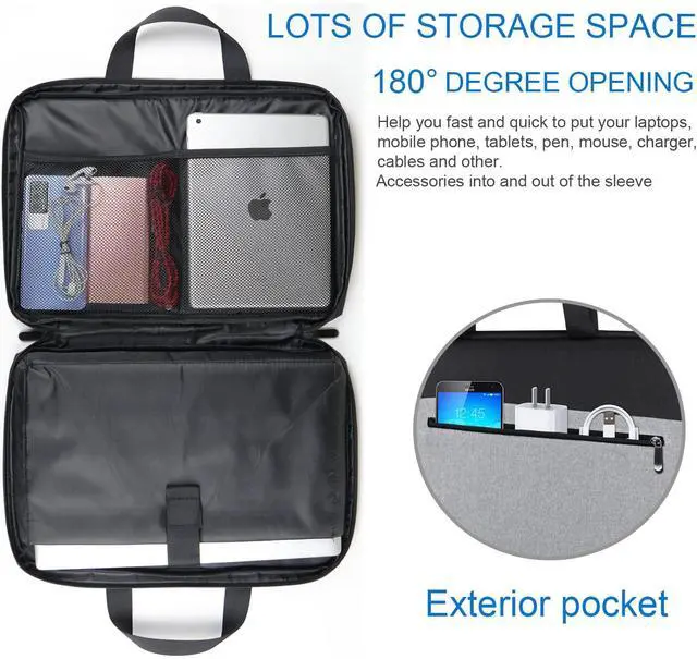 Alt view image 2 of 6 - Laptop Case 15.6 Inch, Durable Shockproof Protective Laptop Sleeve, Water Resistant Computer Carrying Bag Briefcase Compatible with 15.6 inch HP, Dell, Acer, Asus, Lenovo, Notebook, Black/Grey