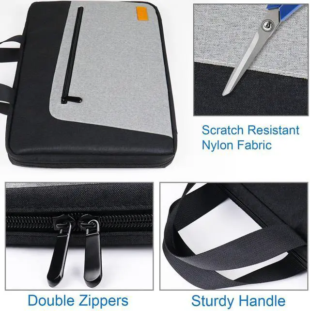 Alt view image 5 of 6 - Laptop Case 15.6 Inch, Durable Shockproof Protective Laptop Sleeve, Water Resistant Computer Carrying Bag Briefcase Compatible with 15.6 inch HP, Dell, Acer, Asus, Lenovo, Notebook, Black/Grey