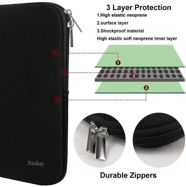 Alt view image 3 of 7 - Naukay Laptop Sleeve Case, 15.6 Inch,Resistant Neoprene Notebook Computer Pocket Case/Tablet Briefcase Carrying Bag Compatible Asus/Dell/Fujitsu/HP/Sony/Toshiba/Acer- (Black)