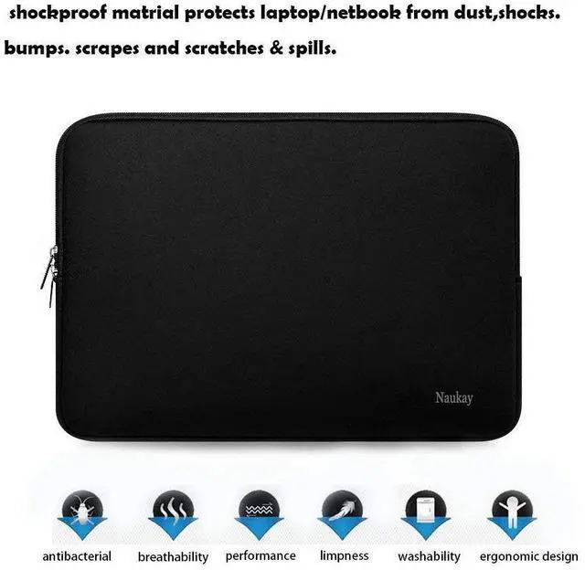 Alt view image 5 of 7 - Naukay Laptop Sleeve Case, 15.6 Inch,Resistant Neoprene Notebook Computer Pocket Case/Tablet Briefcase Carrying Bag Compatible Asus/Dell/Fujitsu/HP/Sony/Toshiba/Acer- (Black)