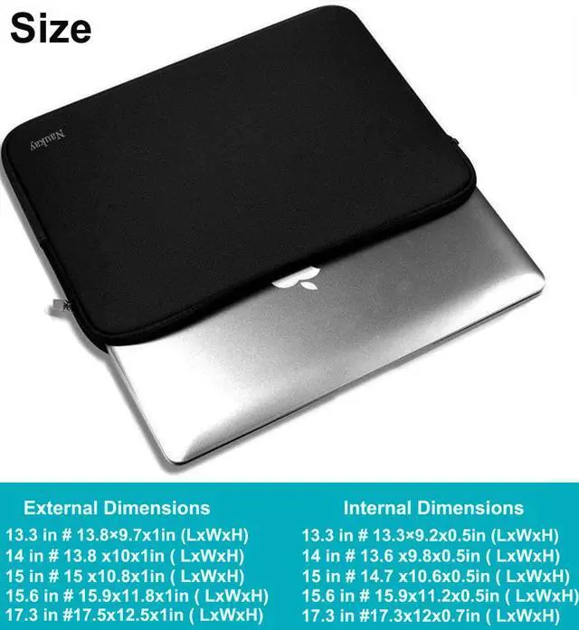 Alt view image 4 of 7 - Naukay Laptop Sleeve Case, 15.6 Inch,Resistant Neoprene Notebook Computer Pocket Case/Tablet Briefcase Carrying Bag Compatible Asus/Dell/Fujitsu/HP/Sony/Toshiba/Acer- (Black)