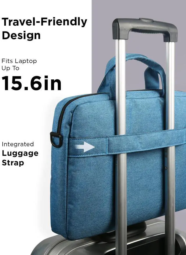 Alt view image 6 of 7 - Laptop Carrying Case T210, 15.6-Inch Laptop and Tablet, Sleek Design, Durable and Water-Repellent Fabric, Business Casual or School, GX40Q17230 Casual Toploader - Blue