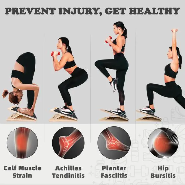 Alt view image 4 of 6 - OiZenhio Portable Slant Board for Calf Stretching Squats Calf Stretcher Physical Therapy Equipment Adjustable Incline Board for Knees Ankle Heel Feet Leg