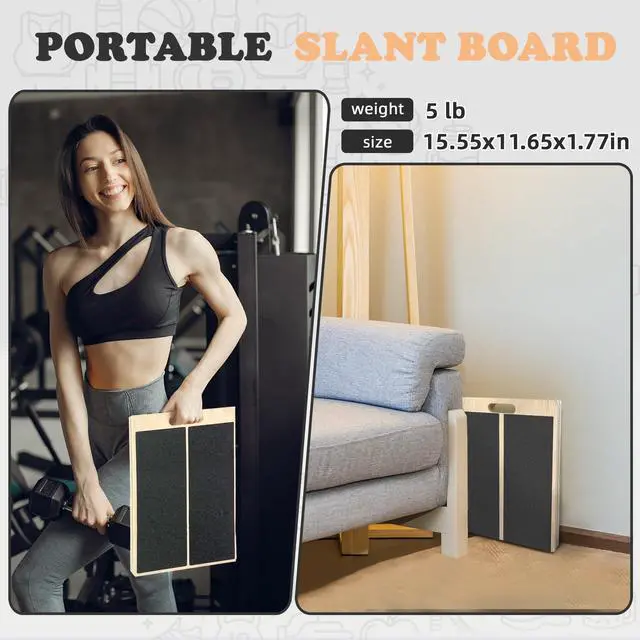 Alt view image 6 of 6 - OiZenhio Portable Slant Board for Calf Stretching Squats Calf Stretcher Physical Therapy Equipment Adjustable Incline Board for Knees Ankle Heel Feet Leg