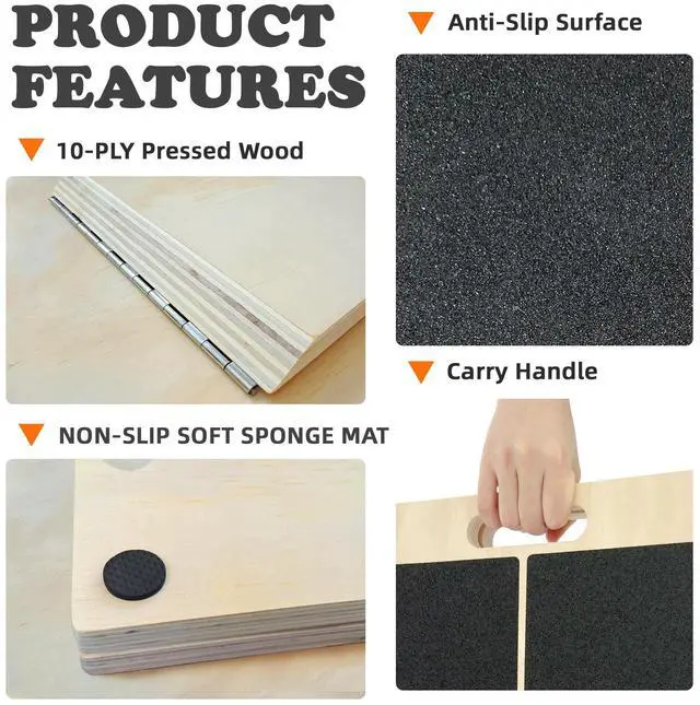 Alt view image 5 of 6 - OiZenhio Portable Slant Board for Calf Stretching Squats Calf Stretcher Physical Therapy Equipment Adjustable Incline Board for Knees Ankle Heel Feet Leg