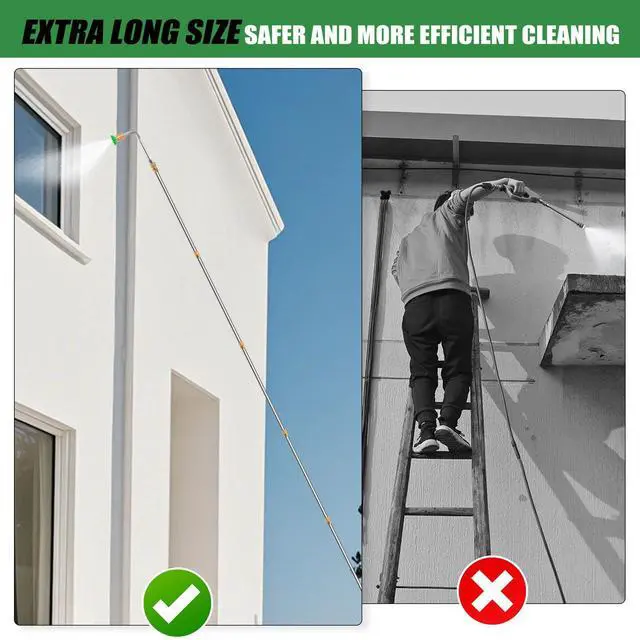 Alt view image 3 of 6 - Gutter Cleaning Tools From the Ground, 10 Pack 9 FT Pressure Washer Extension Wand, Power Washer Lance With 6 Pressure Washer Spray Nozzle Tips, 30°, 90°, 120° Gutter Cleaner Curved Rod, 4000 PSI