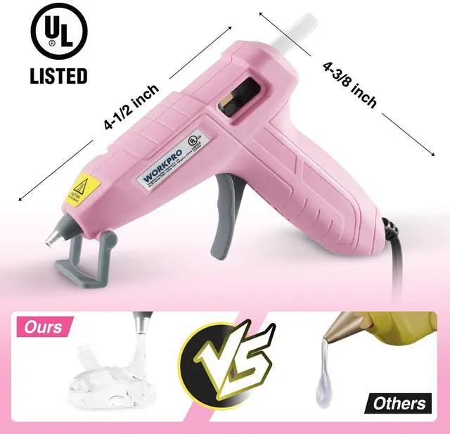 Alt view image 4 of 7 - WORKPRO Mini Hot Glue Gun with 20 Pcs Hot Glue Sticks, Glue Gun Kit for Decorations, Arts, Crafts, School DIY Projects and Home Repairs- Pink Ribbon