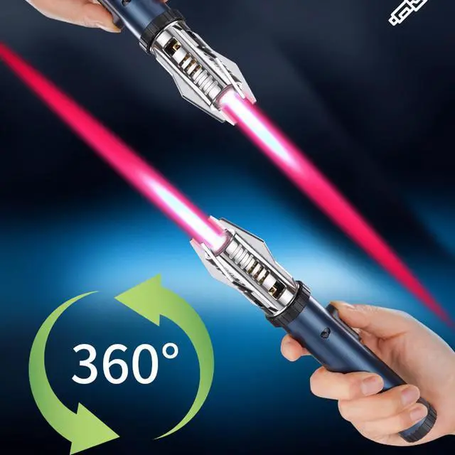 Alt view image 3 of 7 - Torch Lighter, Camping Outdoor Windproof Straight Flame Lighter, Adjustable Red/Blue Flame Torch Lighter, Refillable Butane Gas Windproof Jet Flame Cool Lighter for Candle BBQ Gift (NO Gas) (Black)