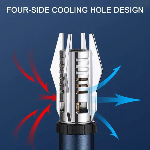 Alt view image 4 of 7 - Torch Lighter, Camping Outdoor Windproof Straight Flame Lighter, Adjustable Red/Blue Flame Torch Lighter, Refillable Butane Gas Windproof Jet Flame Cool Lighter for Candle BBQ Gift (NO Gas) (Black)