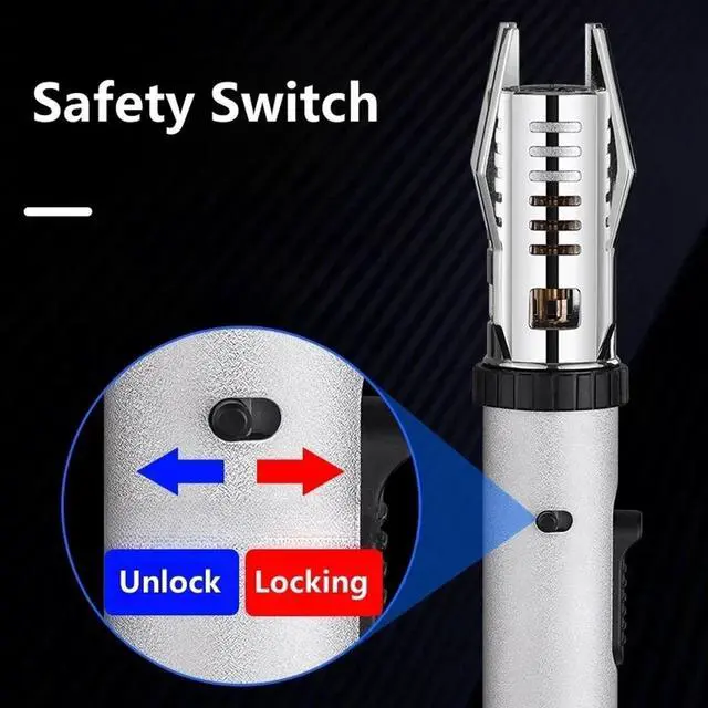 Alt view image 5 of 7 - Torch Lighter, Camping Outdoor Windproof Straight Flame Lighter, Adjustable Red/Blue Flame Torch Lighter, Refillable Butane Gas Windproof Jet Flame Cool Lighter for Candle BBQ Gift (NO Gas) (Black)