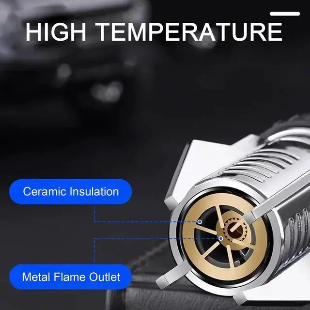 Alt view image 6 of 7 - Torch Lighter, Camping Outdoor Windproof Straight Flame Lighter, Adjustable Red/Blue Flame Torch Lighter, Refillable Butane Gas Windproof Jet Flame Cool Lighter for Candle BBQ Gift (NO Gas) (Black)