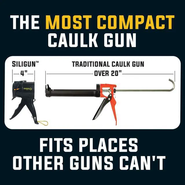 Alt view image 2 of 7 - SILIGUN Gen-3 Compact Caulking Gun - No Drip Caulk Gun - Patented Design - Lightweight ABS Frame - Works with All 10 oz Tubes