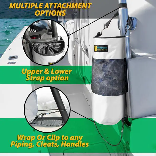 Alt view image 4 of 5 - Mangrove Products: Portable Boat Trash Can, Reusable Trash Bag, Boating Equipment, Boat Storage, Boat Accessories Marine, Pontoon Boat Accessories, Fishing, Sandbar, RV, or Camping