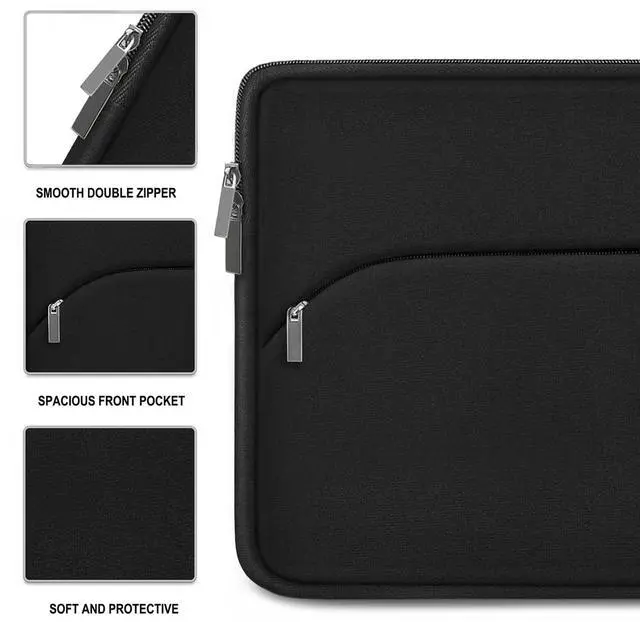 Alt view image 2 of 7 - Laptop Sleeve Case 15.6 inch, Durable Portable Monitor Protective Cover with Front Pocket, Traveling Computer Carrying Bag Laptop Sleeve Compatible for HP, Dell, Asus, Lenovo, Black