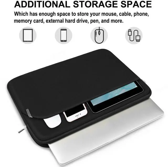 Alt view image 3 of 7 - Laptop Sleeve Case 15.6 inch, Durable Portable Monitor Protective Cover with Front Pocket, Traveling Computer Carrying Bag Laptop Sleeve Compatible for HP, Dell, Asus, Lenovo, Black