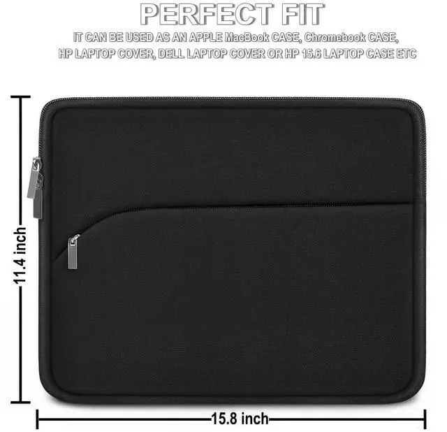 Alt view image 5 of 7 - Laptop Sleeve Case 15.6 inch, Durable Portable Monitor Protective Cover with Front Pocket, Traveling Computer Carrying Bag Laptop Sleeve Compatible for HP, Dell, Asus, Lenovo, Black