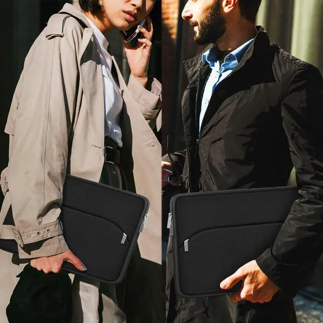 Alt view image 6 of 7 - Laptop Sleeve Case 15.6 inch, Durable Portable Monitor Protective Cover with Front Pocket, Traveling Computer Carrying Bag Laptop Sleeve Compatible for HP, Dell, Asus, Lenovo, Black