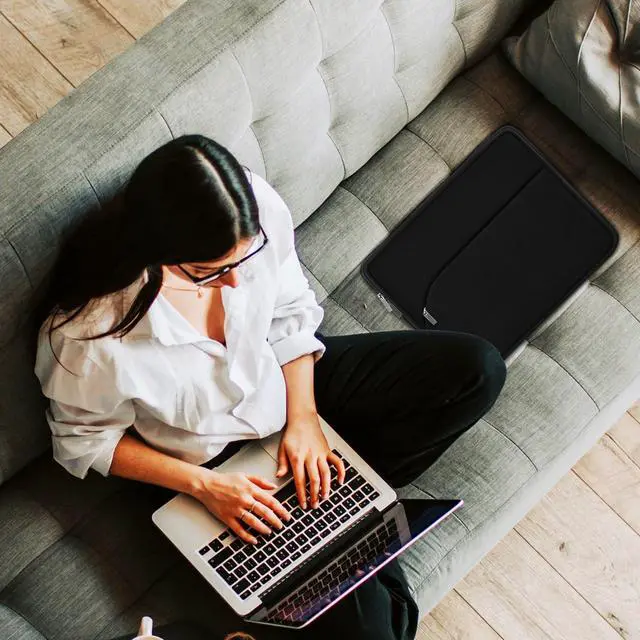 Alt view image 7 of 7 - Laptop Sleeve Case 15.6 inch, Durable Portable Monitor Protective Cover with Front Pocket, Traveling Computer Carrying Bag Laptop Sleeve Compatible for HP, Dell, Asus, Lenovo, Black