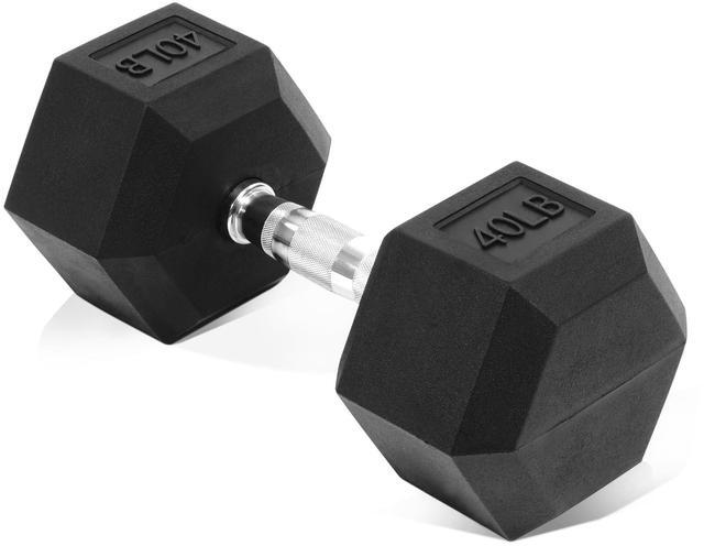 Main image of Fitvids Hex Dumbbells Rubber Coated Hand Weights for Exercises and Fitness, 40 LB Single