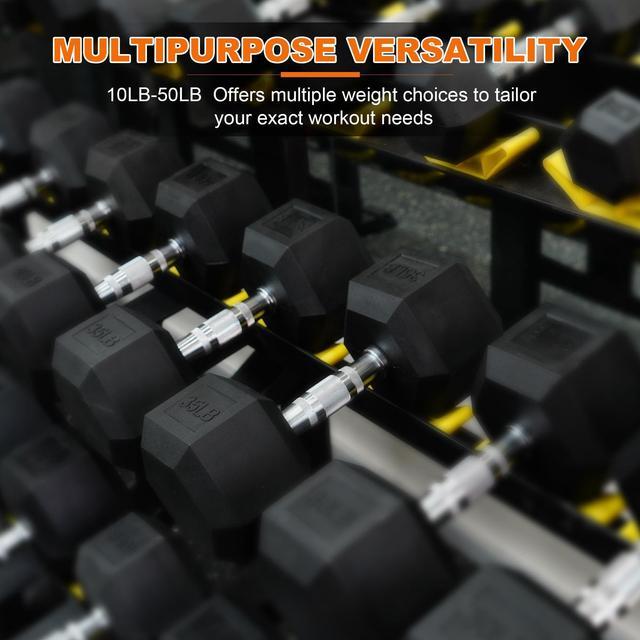 Alt view image 4 of 7 - Fitvids Hex Dumbbells Rubber Coated Hand Weights for Exercises and Fitness, 40 LB Single