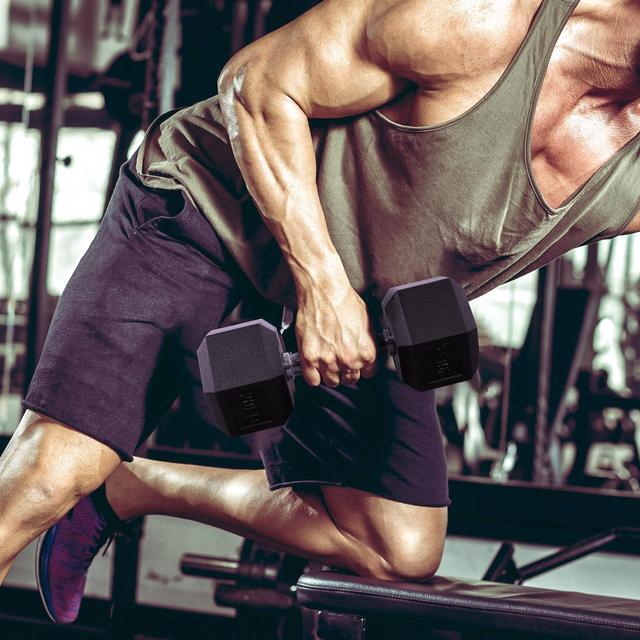 Alt view image 5 of 7 - Fitvids Hex Dumbbells Rubber Coated Hand Weights for Exercises and Fitness, 40 LB Single