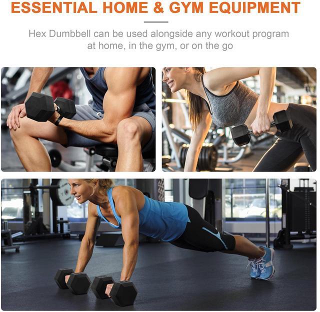 Alt view image 7 of 7 - Fitvids Hex Dumbbells Rubber Coated Hand Weights for Exercises and Fitness, 40 LB Single