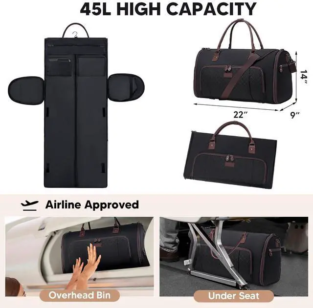 Alt view image 2 of 6 - Convertible Garment Bags for Travel, Carry On Garment Duffle Bags for Women, Garment Bag with Shoes Compartment, 2 in 1 Travel Suit Bag with Detachable Shoulder Strap-Purple