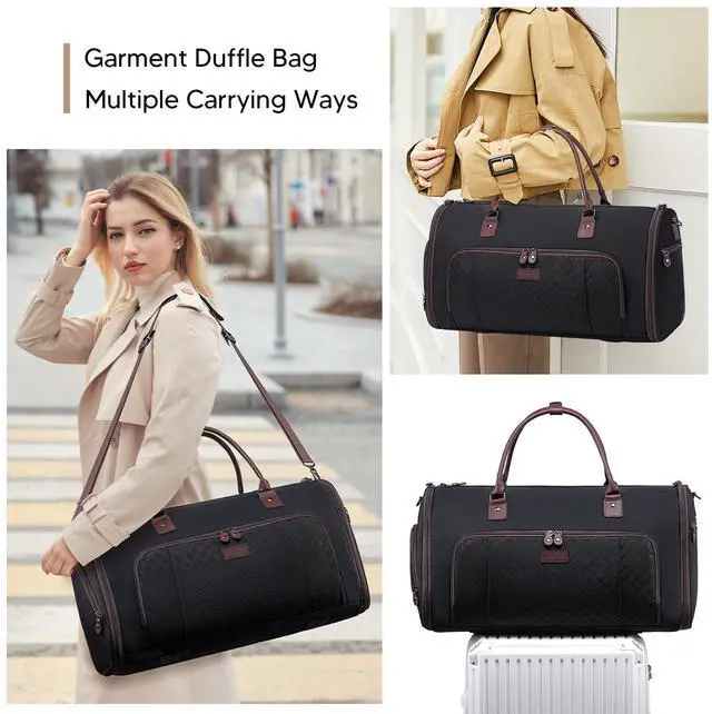 Alt view image 6 of 6 - Convertible Garment Bags for Travel, Carry On Garment Duffle Bags for Women, Garment Bag with Shoes Compartment, 2 in 1 Travel Suit Bag with Detachable Shoulder Strap-Purple