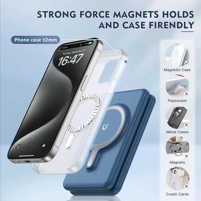 Alt view image 4 of 7 - Wireless Charger iPhone - 3 in 1 Charging Station for Apple Devices for iPhone 16 15 14 13 12 Pro Max Plus - Foldable Magnetic Charging Pad for Apple Watch Series & Airpods Series
