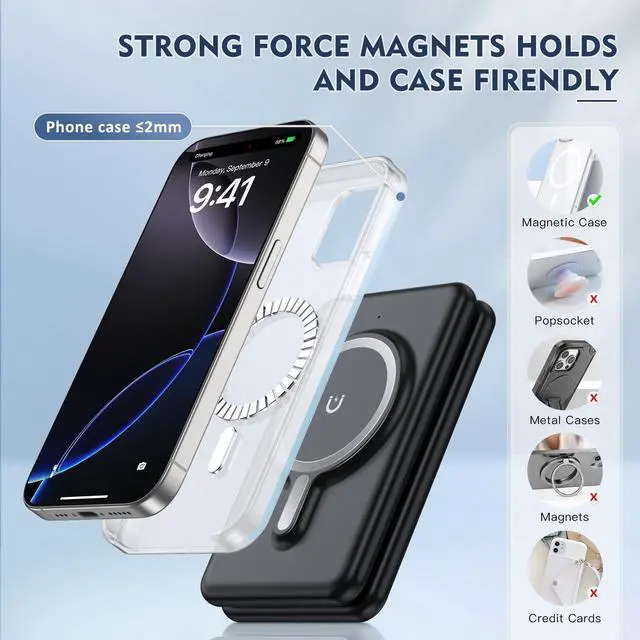 Alt view image 4 of 7 - Wireless Charger iPhone - 3 in 1 Charging Station for Apple Devices for iPhone 16 15 14 13 12 Pro Max Plus - Foldable Magnetic Charging Pad for Apple Watch Series & Airpods Series