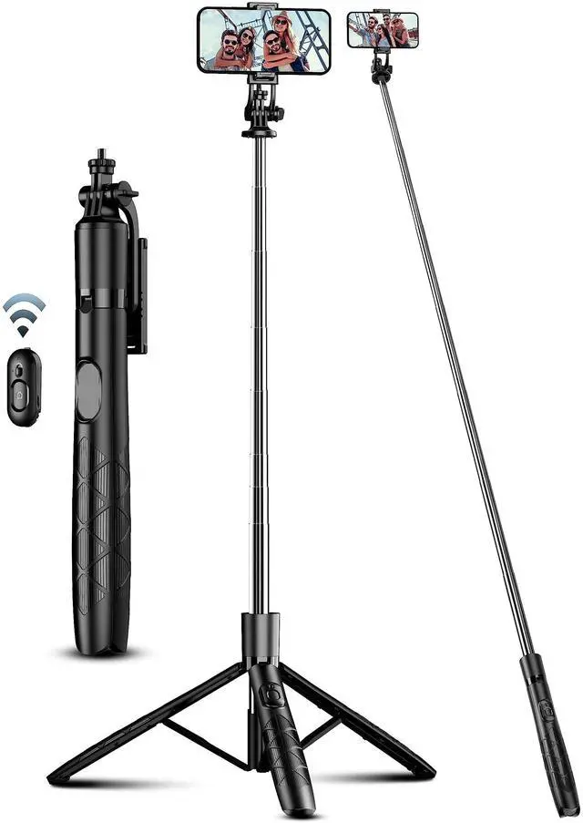 Main image of 71" Phone Tripod & Selfie Stick, All in One Extendable Cell Phone Tripod with Wireless Remote, Tripods Stand for iPhone & Travel Selfie Stick 360° Rotation Compatible with iPhone Android, Camera