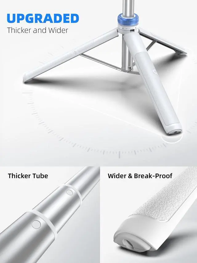 Alt view image 2 of 6 - Kaiess 62" Phone Tripod & Selfie Stick, Extendable Photography Light Stand with Wireless Remote, Solidest, Portable, Lightweight, Compatible with iPhone/Android Phone (White)
