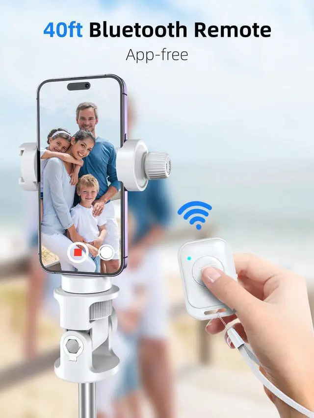 Alt view image 6 of 6 - Kaiess 62" Phone Tripod & Selfie Stick, Extendable Photography Light Stand with Wireless Remote, Solidest, Portable, Lightweight, Compatible with iPhone/Android Phone (White)
