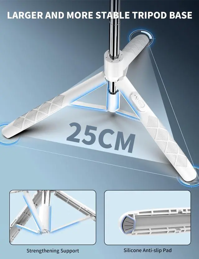 Alt view image 3 of 7 - SelfieShow 71" Cell Phone Selfie Stick & Tripod, Smartphone Stand with Remote, Extendable & Travel Compatible with iPhone 15/14/13 Pro Max Gopro Android DJI (White)