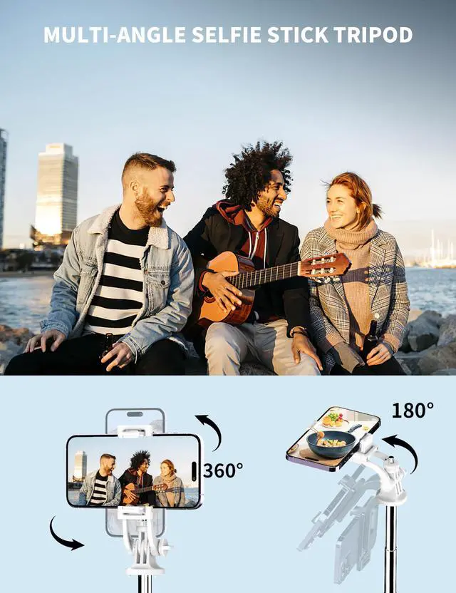 Alt view image 5 of 7 - SelfieShow 71" Cell Phone Selfie Stick & Tripod, Smartphone Stand with Remote, Extendable & Travel Compatible with iPhone 15/14/13 Pro Max Gopro Android DJI (White)