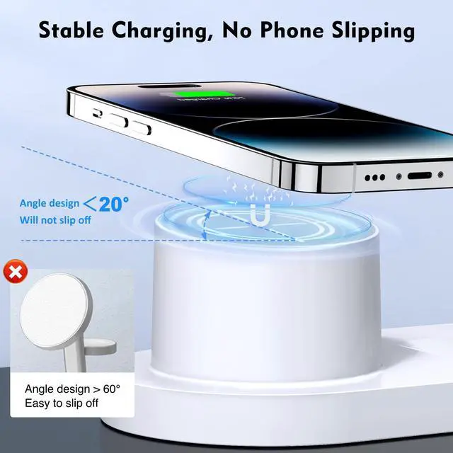 Alt view image 2 of 7 - Magnetic Wireless Charger for iPhone: 3 in 1 Charging Station for Multiple Device Apple - 18W Fast Mag-Safe Charger Dock Stand for iPhone 16e 16 15 14 13 12 Pro Max Apple Watch iwatch & Airpods