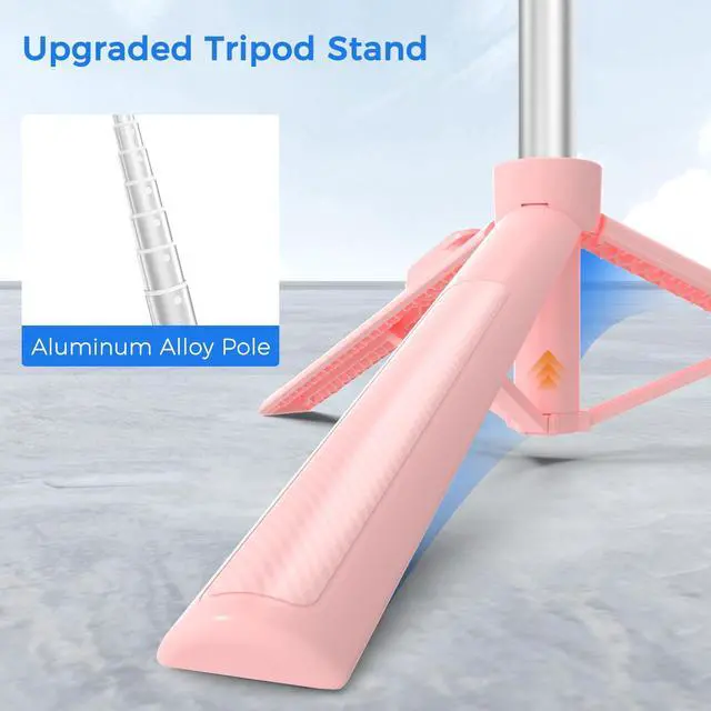 Alt view image 2 of 7 - Selfie Stick Travel Tripod for Cell Phone with Remote Control and Phone Holder, Extendable Selfie Stick for iPhone, iPhone Tripod for Video Recording, 50 Inch, Pink