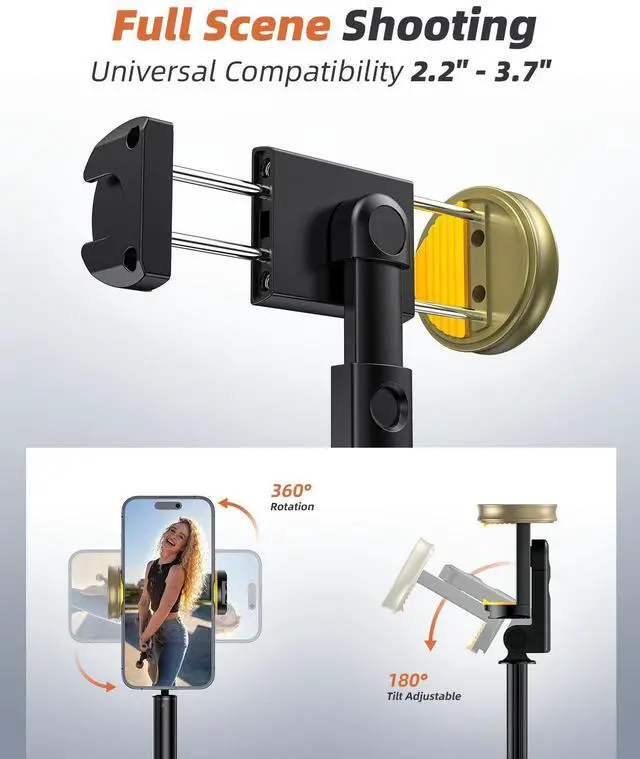 Alt view image 4 of 7 - 62" Phone Tripod & Selfie Stick, Tripod for iPhone with Remote, Portable, Lightweight Travel Stand for Selfies Video Recording Vlog, Extendable Stand Compatible with iPhone Android