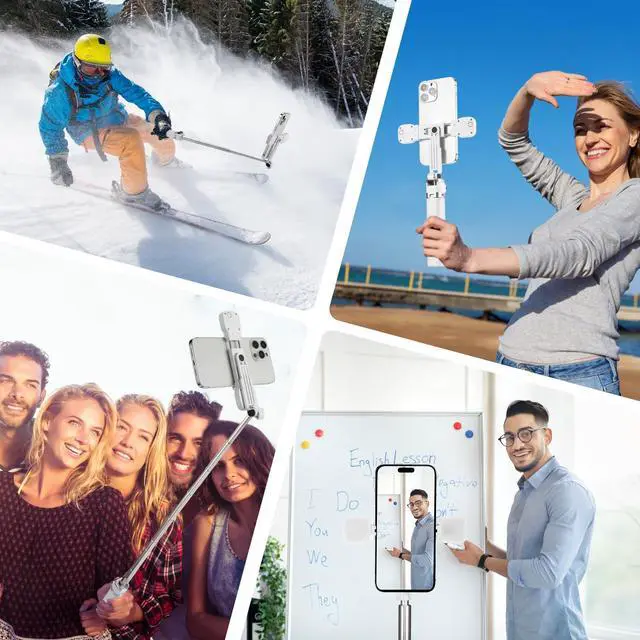 Alt view image 6 of 7 - Mini Phone Tripod Stand,MQOUNY 38" Phone Tripod &Selfie Stick with Wireless Rechargeable Remote & Removable Light, Extendable Tripod Stand 360 Rotation Compatible with Phone&Android Samsung (White)