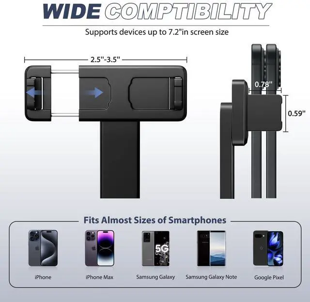 Alt view image 4 of 7 - 62" Phone Tripod & Selfie Stick for Golf Training, Extendable Cell Phone Tripod Stand & Travel Tripod with Remote, Golf Training Aid - Solidest Cell Phone Tripod Compatible with iPhone Android
