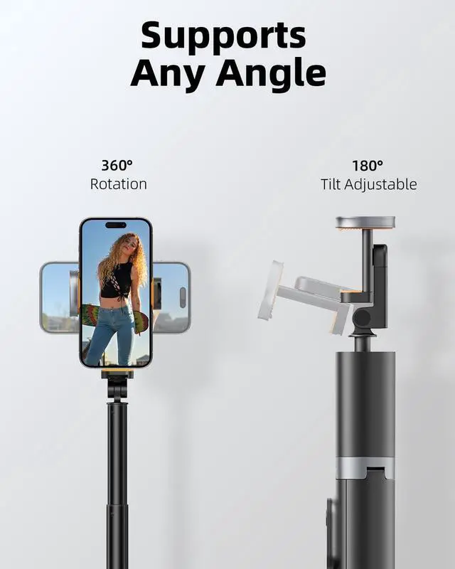 Alt view image 4 of 7 - TODI 63" Cell Phone Selfie Stick Tripod, Portable Tripod for iPhone with Wireless Remote, Extendable Smartphone Stand, All-in-1, Compatible with iPhone/Android