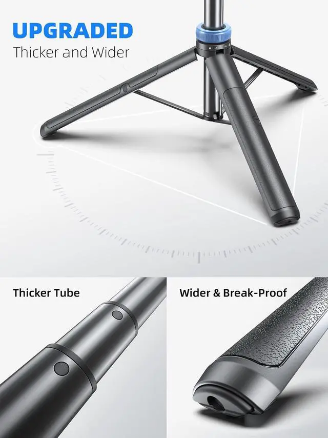 Alt view image 2 of 6 - Kaiess 62" Phone Tripod & Selfie Stick, Extendable Photography Light Stand with Wireless Remote, Solidest, Portable, Lightweight, Compatible with iPhone/Android Phone