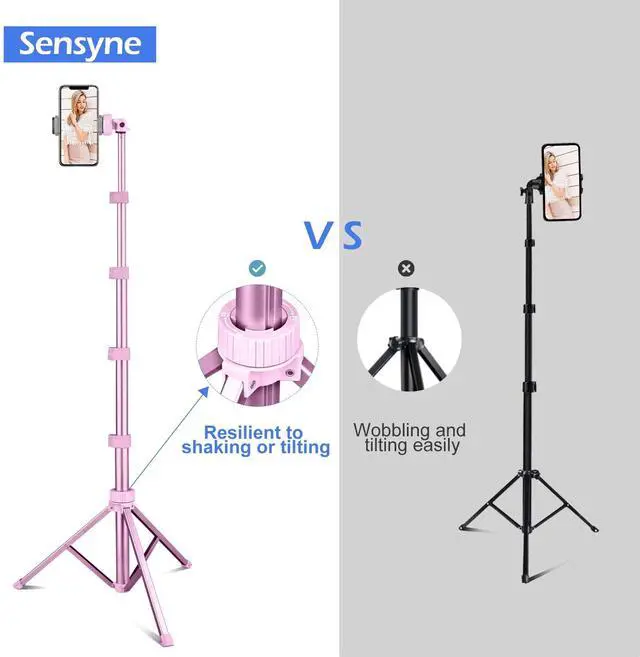 Alt view image 5 of 6 - Sensyne 62" Phone Tripod & Selfie Stick, Extendable Cell Phone Tripod Stand with Wireless Remote and Phone Holder, Compatible with iPhone Android Phone, Camera