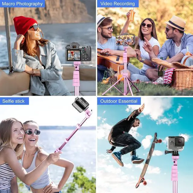 Alt view image 2 of 6 - Sensyne 62" Phone Tripod & Selfie Stick, Extendable Cell Phone Tripod Stand with Wireless Remote and Phone Holder, Compatible with iPhone Android Phone, Camera